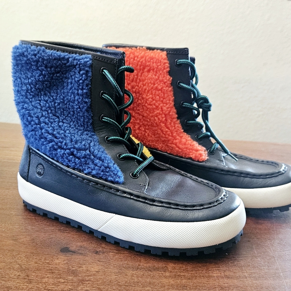 Tory Burch Sport Sheepskin and Blue Leather Women's Size 8